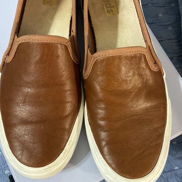 Women’s KEDS DOUBLE DECKER SLIP ON SNEAKER. SIZE 7 COGNAC LEATHER  STYLE WH63968 - Picture 6 of 10